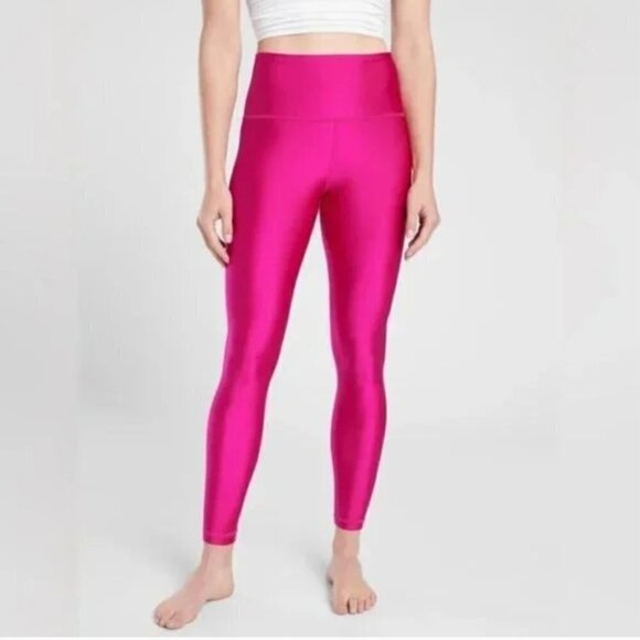 Athleta Elation Shine Tight Hot Pink size Medium PETITE - Picture 1 of 8